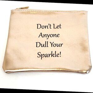 Metallic Vegan Cosmetic bag with writing